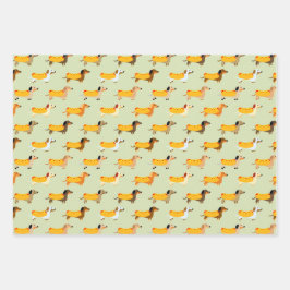 Niedliche Dackeln Weiner Dog Hot Dog Funny Pattern Geschenkpapier Set