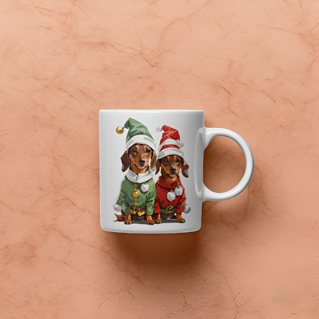 Niedliche Dackeln zu Weihnachten Kaffeetasse (Von Creator hochgeladen)