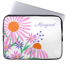 Niedliche Daisies individuelle Name Laptop-Ärmel Laptopschutzhülle