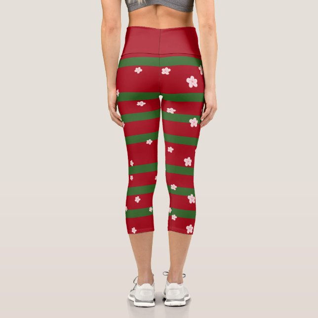 Niedliche Daisy Blume Frohe Weihnachten Party Capri Leggings (Rückseite)