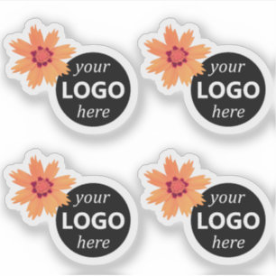 Niedliche Daisy-Blume Peach Pink Orange Round-Logo Aufkleber