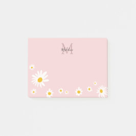 Niedliche Daisy Blume Rosa Modernes Monogramm Post-it Klebezettel