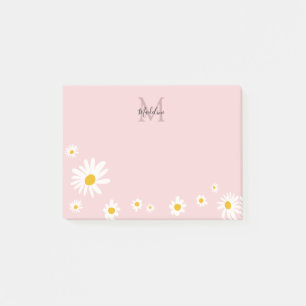 Niedliche Daisy Blume Rosa Modernes Monogramm Post-it Klebezettel