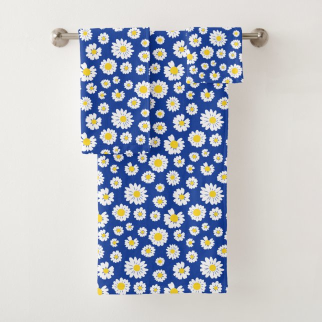 Niedliche Daisy-Blume zum blauen Hintergrund Badhandtuch Set (Insitu)