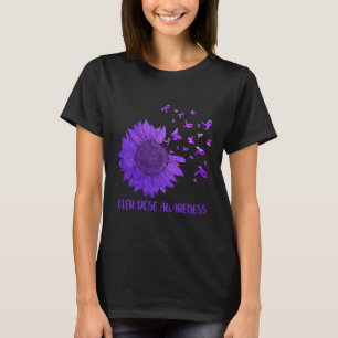 Niedliche Daisy Butterfliegen Lila Ribbon-Überdosi T-Shirt