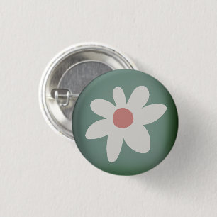 Niedliche Daisy Wildblume Rosa Weißer Grüner Hut Button