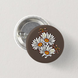 Niedliche Daisy Wildblumen Muster Vintag Bronze Button