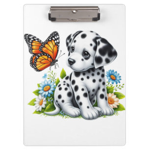 Niedliche Dalmatiner- und Schmetterlingsfreunde Klemmbrett