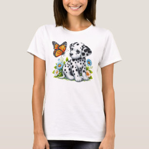 Niedliche Dalmatiner- und Schmetterlingsfreunde T-Shirt