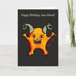 Niedliche Dämonenfigur Geburtstag Karte