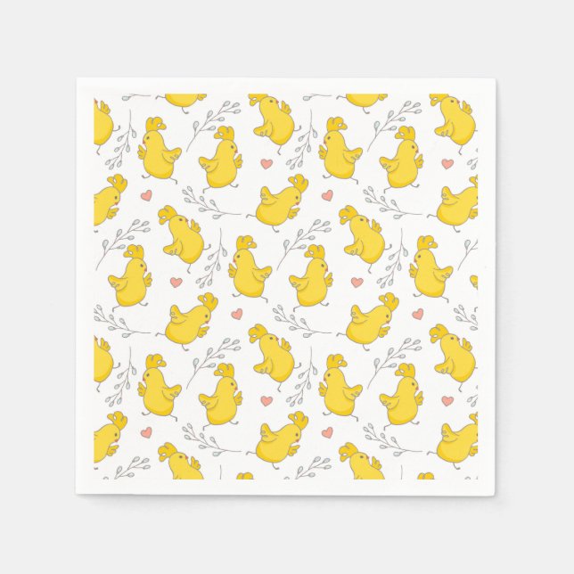 Niedliche Danching Yellow Oaster Chicks Serviette (Vorderseite)