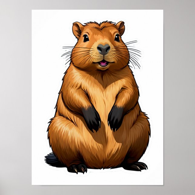Niedliche Darstellung der Capybara-Nagetiere Poster (Vorne)
