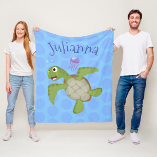 Niedliche Darstellung der Meeresschildkröte "Happy Fleecedecke