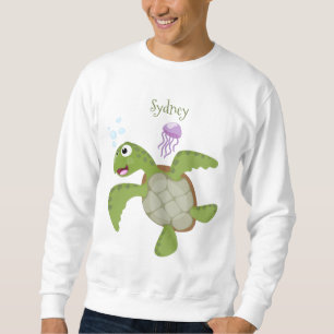 Niedliche Darstellung der Meeresschildkröte "Happy Sweatshirt