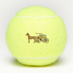 Niedliche Darstellung der Pferde und der königlich Tennisbälle