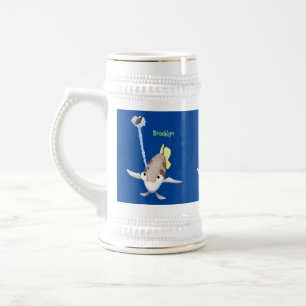 Niedliche Darstellung des Cartoon Archerfish Bierglas