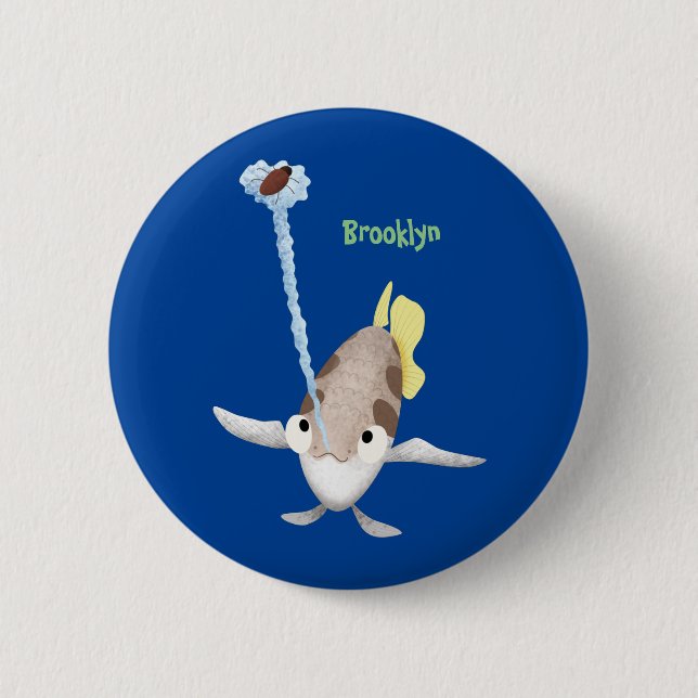 Niedliche Darstellung des Cartoon Archerfish Button (Vorderseite)