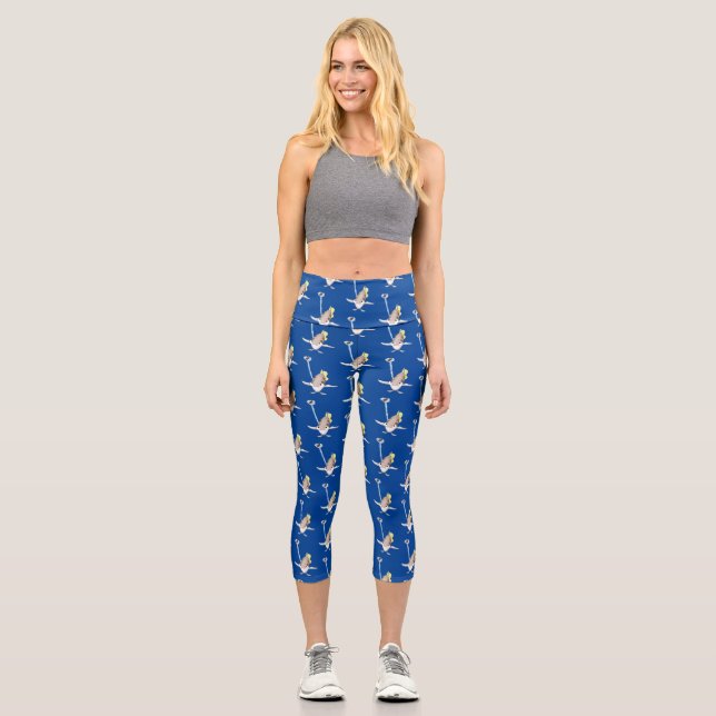 Niedliche Darstellung des Cartoon Archerfish Capri Leggings (Vorderseite)