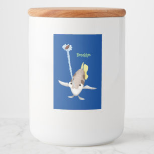 Niedliche Darstellung des Cartoon Archerfish Lebensmitteletikett