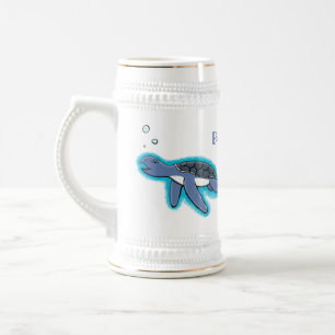 Niedliche Darstellung des Cartoon der Meeresschild Bierglas