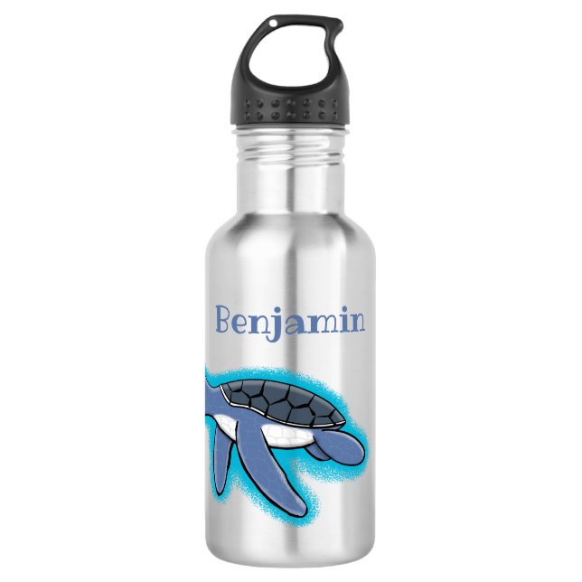 Niedliche Darstellung des Cartoon der Meeresschild Edelstahlflasche (Vorderseite)