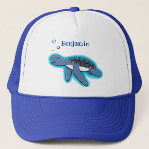 Niedliche Darstellung des Cartoon der Meeresschild Truckerkappe