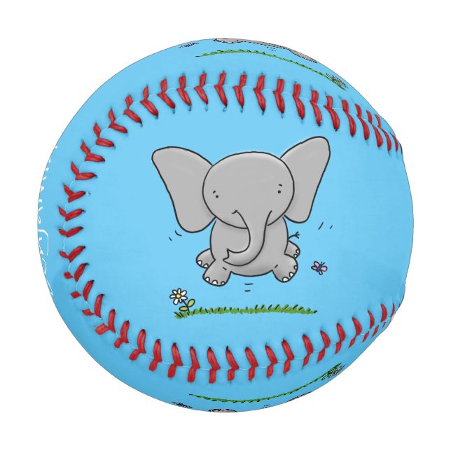 Niedliche Darstellung des Cartoon eines Babyelefon Baseball (Vorderseite Links)