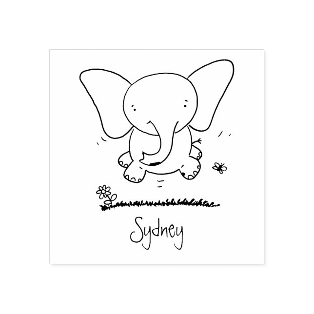 Niedliche Darstellung des Cartoon eines Babyelefon Gummistempel (Prägung)