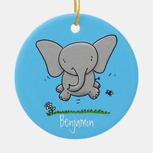 Niedliche Darstellung des Cartoon eines Babyelefon Keramik Ornament