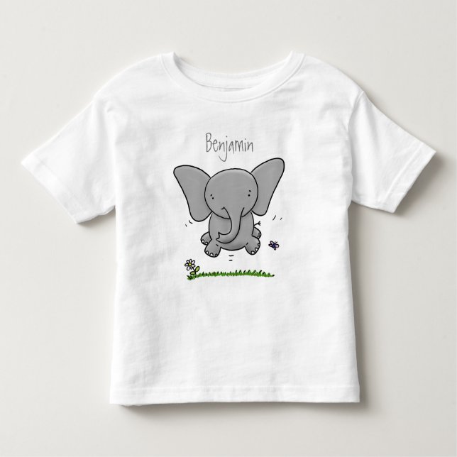 Niedliche Darstellung des Cartoon eines Babyelefon Kleinkind T-shirt (Vorderseite)