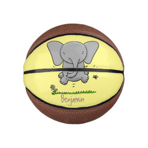 Niedliche Darstellung des Cartoon eines Babyelefon Mini Basketball