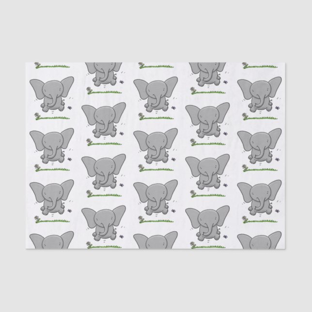 Niedliche Darstellung des Cartoon eines Babyelefon Seidenpapier (Vorderseite)