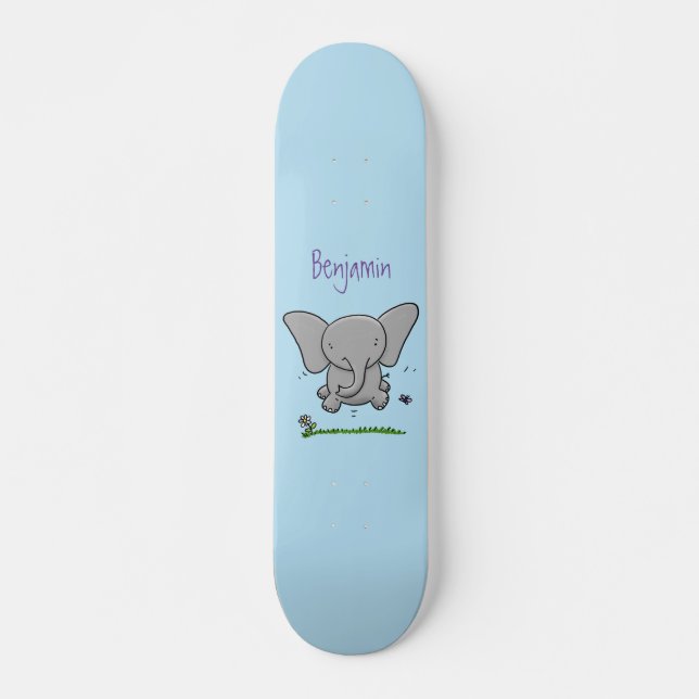 Niedliche Darstellung des Cartoon eines Babyelefon Skateboard (Vorne)