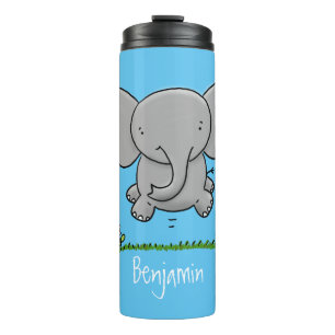 Niedliche Darstellung des Cartoon eines Babyelefon Thermosbecher