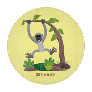 Niedliche Darstellung des Cartoon "glücklicher gib Schneidebrett