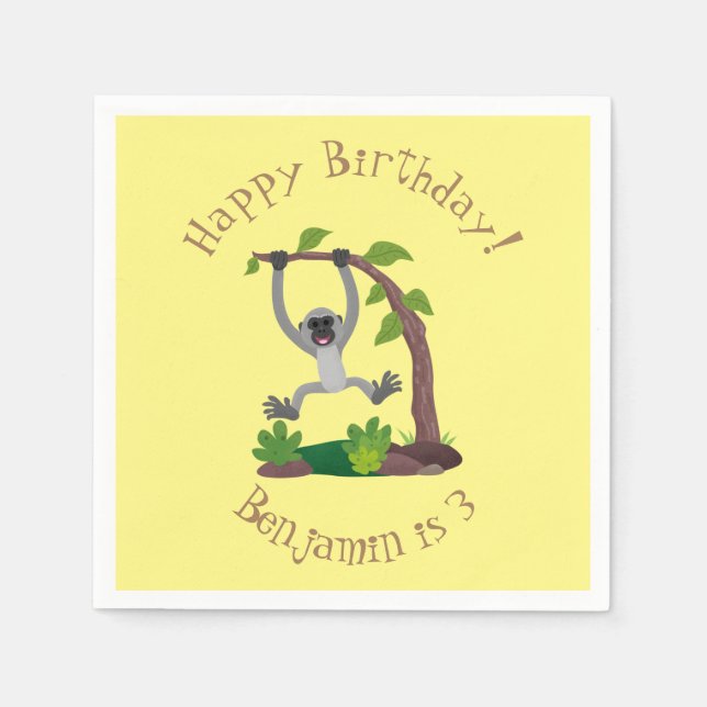 Niedliche Darstellung des Cartoon "glücklicher gib Serviette (Vorderseite)