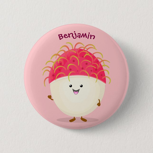 Niedliche Darstellung des Cartoon in Rosa Button (Vorderseite)