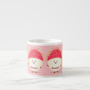 Niedliche Darstellung des Cartoon in Rosa Espressotasse
