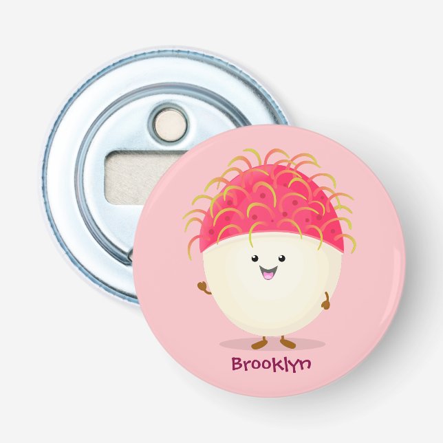 Niedliche Darstellung des Cartoon in Rosa Flaschenöffner (Vorderseite)