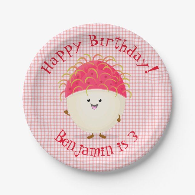 Niedliche Darstellung des Cartoon in Rosa Pappteller (Vorderseite)