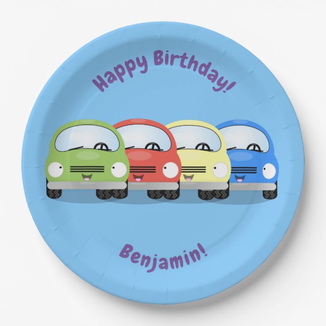 Niedliche Darstellung des Cartoon in Rot Pappteller (Vorderseite)