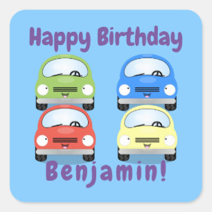 Niedliche Darstellung des Cartoon in Rot Quadratischer Aufkleber