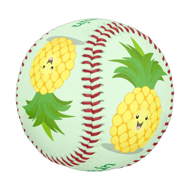 Niedliche Darstellung des Cartoon von Ananas Baseball (Schrägansicht)
