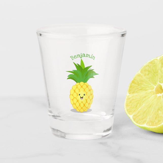 Niedliche Darstellung des Cartoon von Ananas Schnapsglas (Vorderseite)