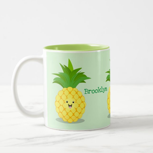 Niedliche Darstellung des Cartoon von Ananas Zweifarbige Tasse (Links)