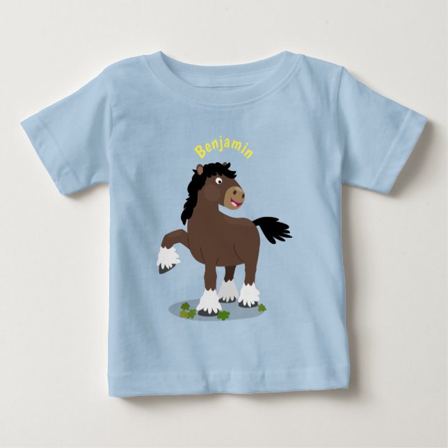 Niedliche Darstellung des Cartoon von Clydesdale Baby T-shirt (Vorderseite)