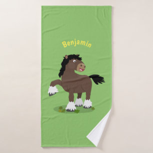 Niedliche Darstellung des Cartoon von Clydesdale Badhandtuch Set