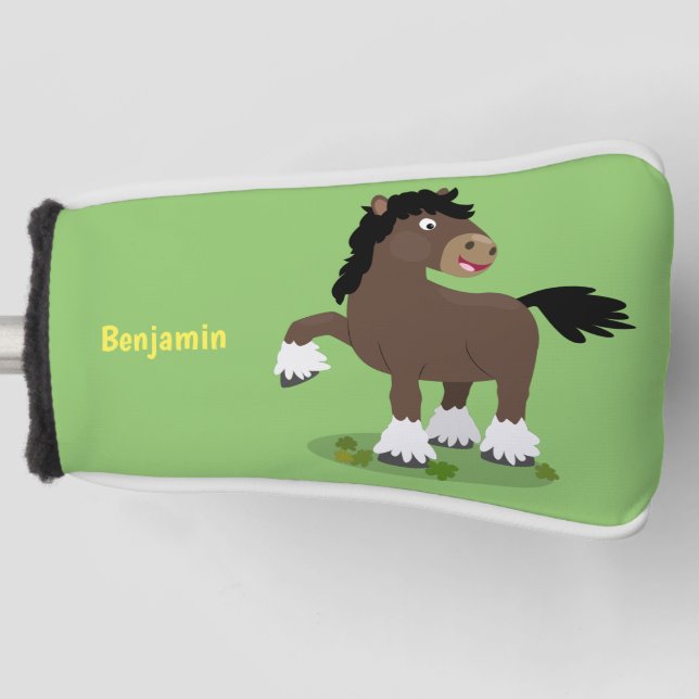 Niedliche Darstellung des Cartoon von Clydesdale Golf Headcover (Vorderseite)