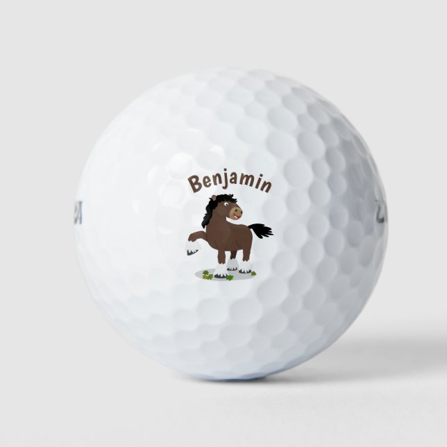 Niedliche Darstellung des Cartoon von Clydesdale Golfball (Vorderseite)