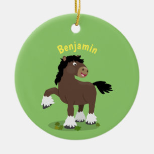 Niedliche Darstellung des Cartoon von Clydesdale Keramik Ornament